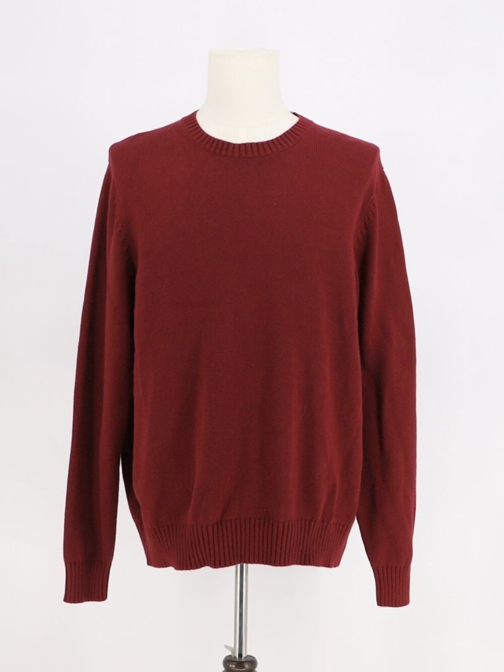 LANDS' END Men's Drifter Crewneck Cotton Sweater in Burgundy Maroon Size XL